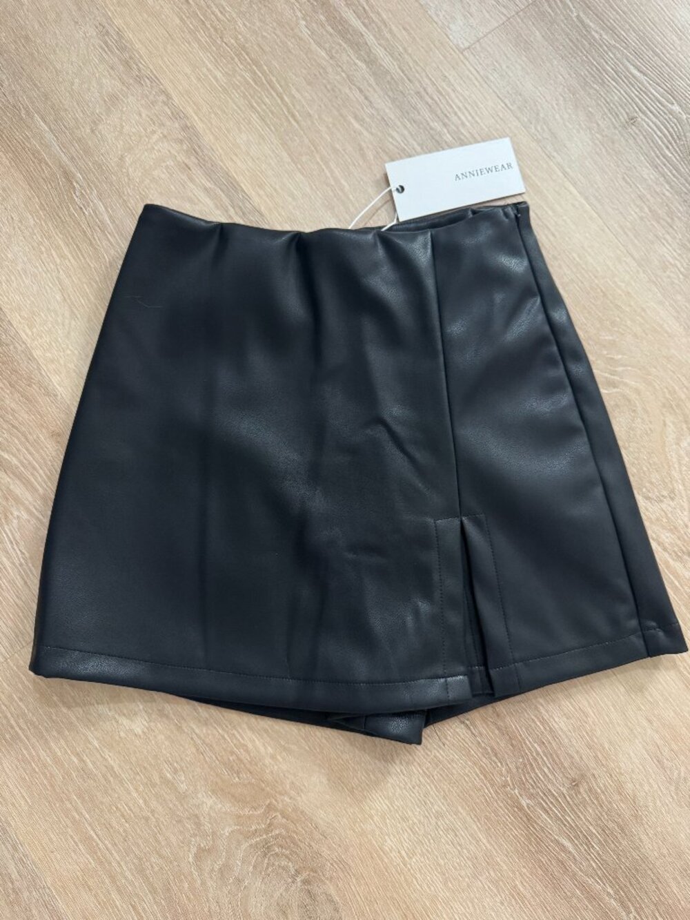 ANNIEWEAR Faux Leather Skort | Black | Size S | NWT